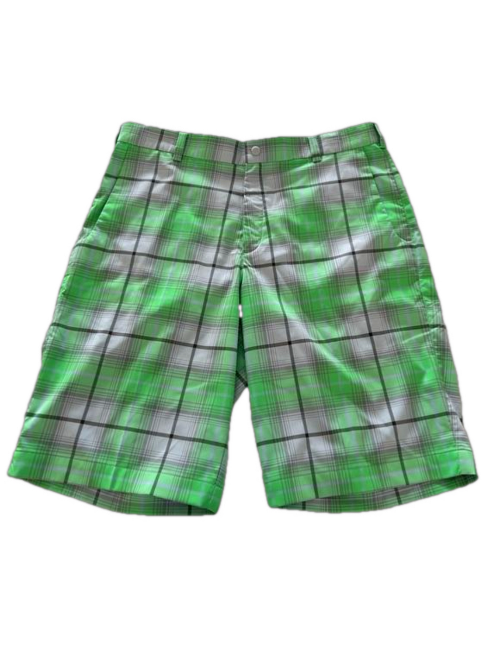 Nike Golf Tour Performance Dri Fit Shorts Plaid Green Grey, Size 34